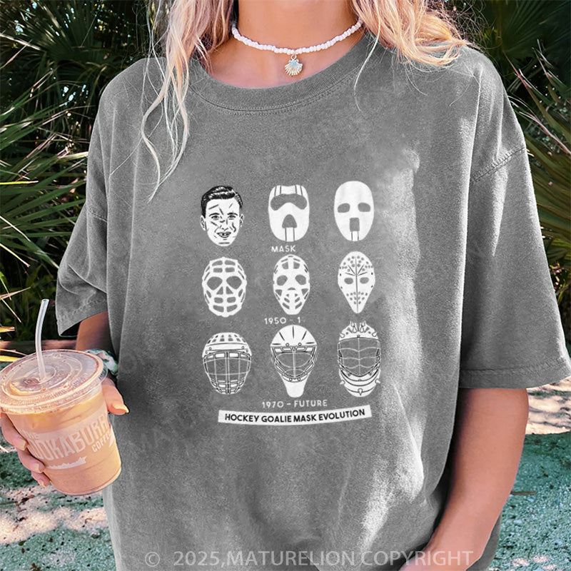 Maturelion Women's T-shirt Goalie Mask Evolution DTG Washed T-shirt