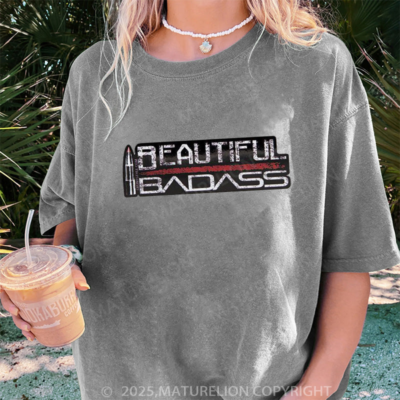 Maturelion Women's T-shirt Beautiful Badass DTG Washed T-shirt