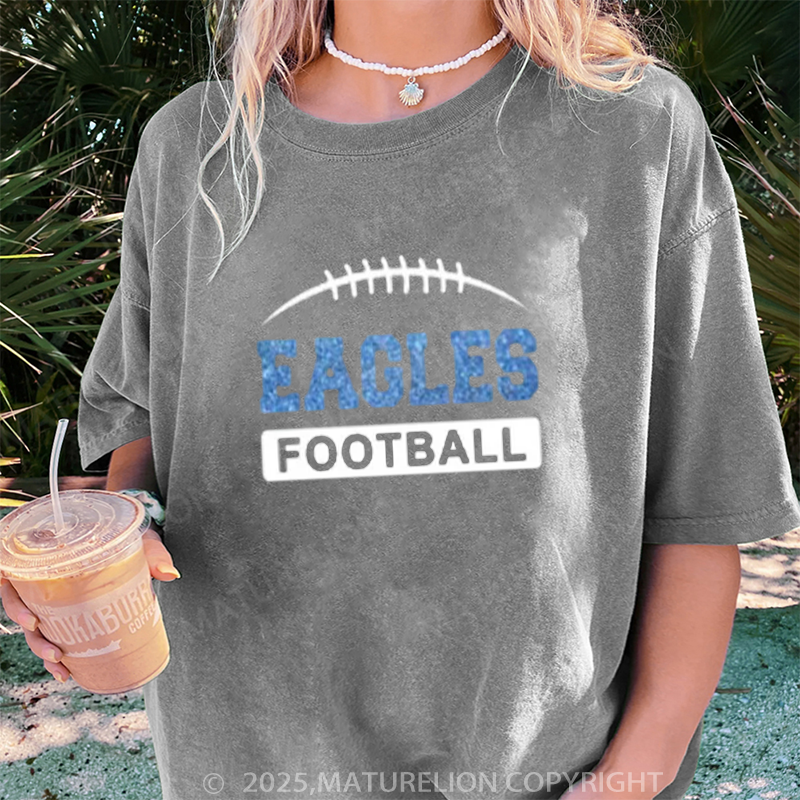 Maturelion Women's T-shirt Glitter Football Glitter DTG Washed T-shirt