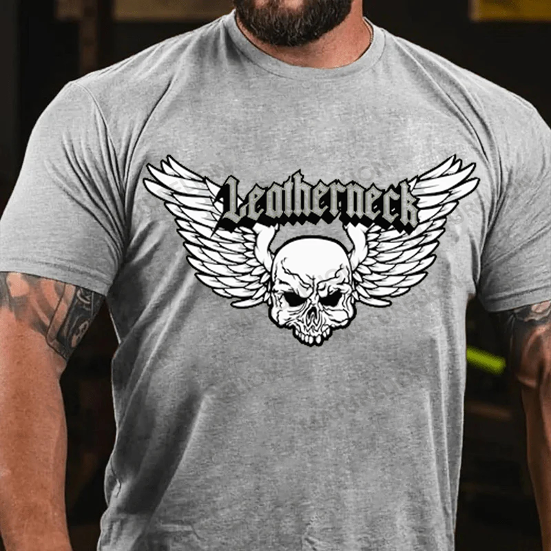 Maturelion Men's T-shirt Leatherneck Skull Cotton T-shirt