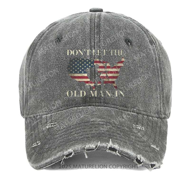 Maturelion Men's Cap Don't Let The Old Man In Vintage American flag Washed Vintage Cap