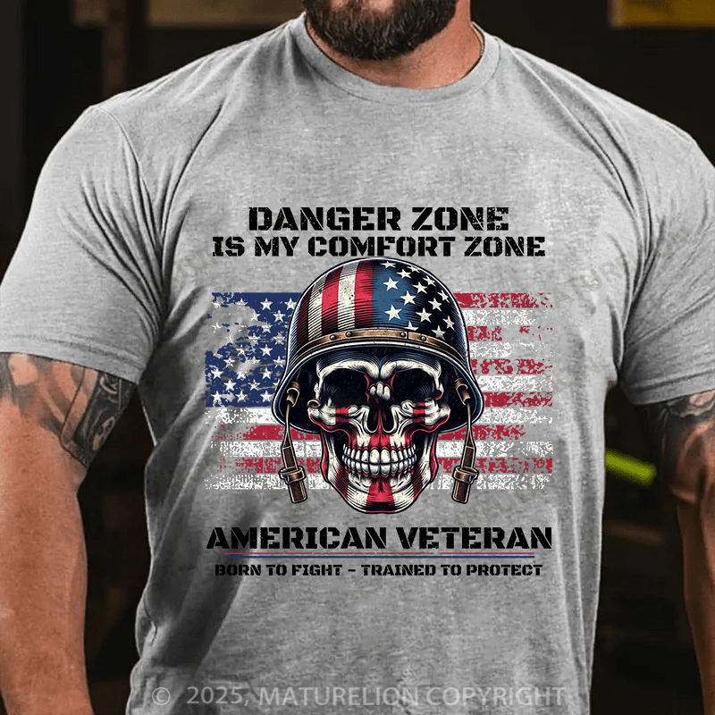 Maturelion Men's T-Shirt Veteran American Flag Cotton T-Shirt