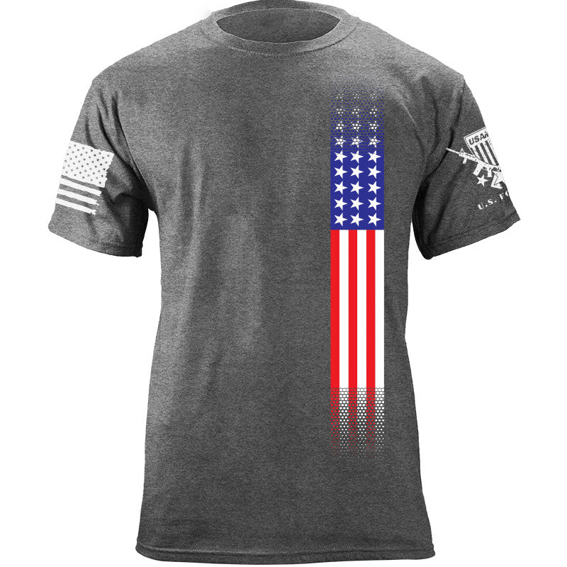 Maturelion Men's T-shirt Skinny US Flag Vertical Cotton T-shirt