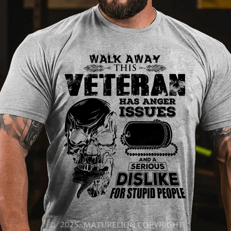 Maturelion Men's T-Shirt Veteran Skull Cotton T-Shirt