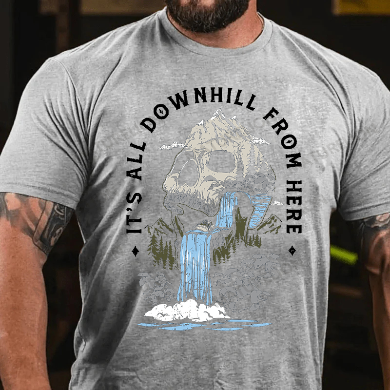 Maturelion Men's T-Shirt It's All Downhill From Here Cotton T-Shirt