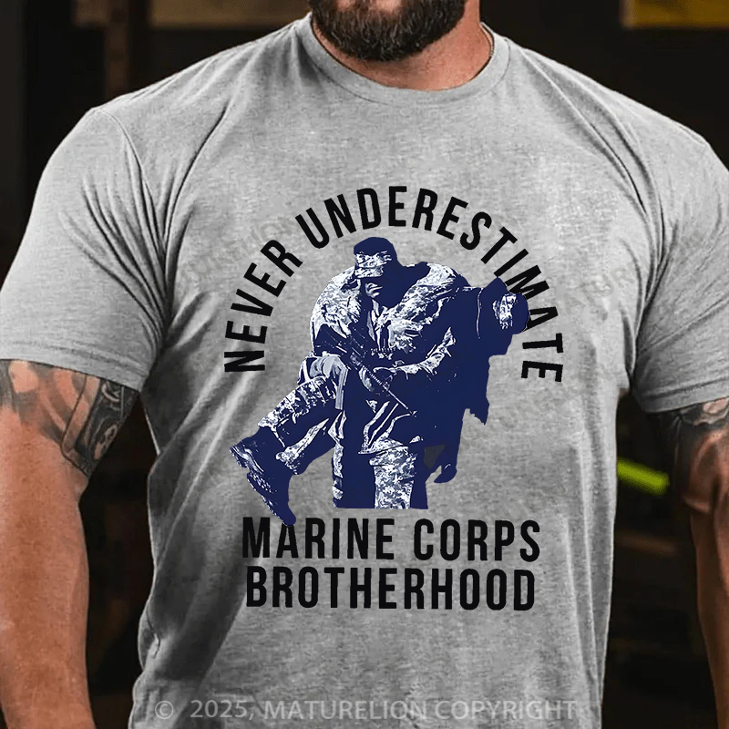 Maturelion Men's T-Shirt Never Underestimate Brotherhood Cotton T-Shirt