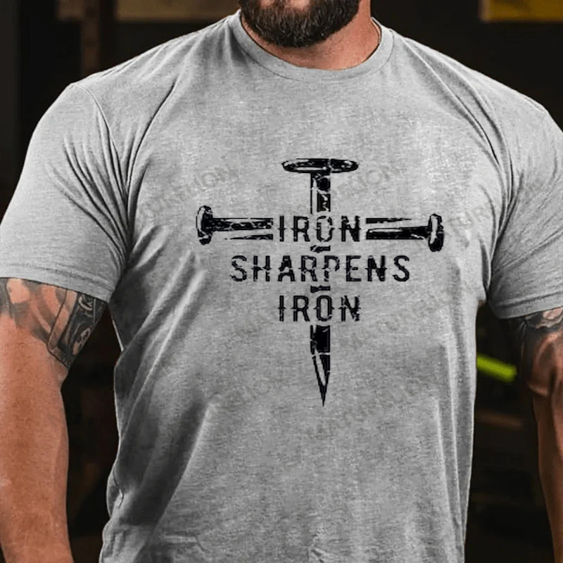 Maturelion Men's T-shirt Iron Sharpens Iron Cotton T-shirt