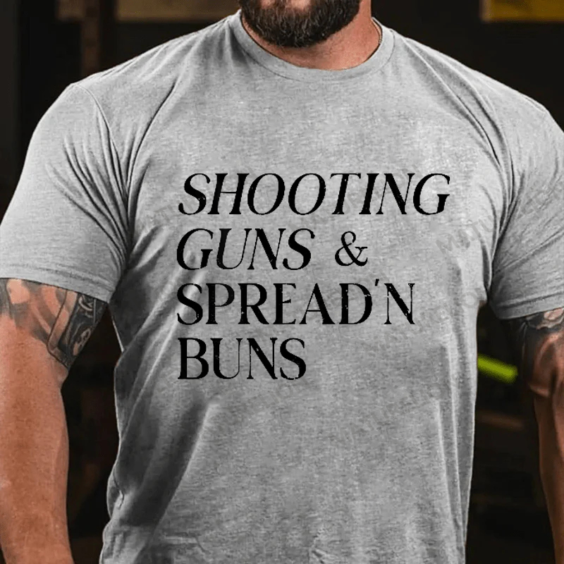 Maturelion Men's T-Shirt Shooting Guns & Spread'n Buns Cotton T-Shirt