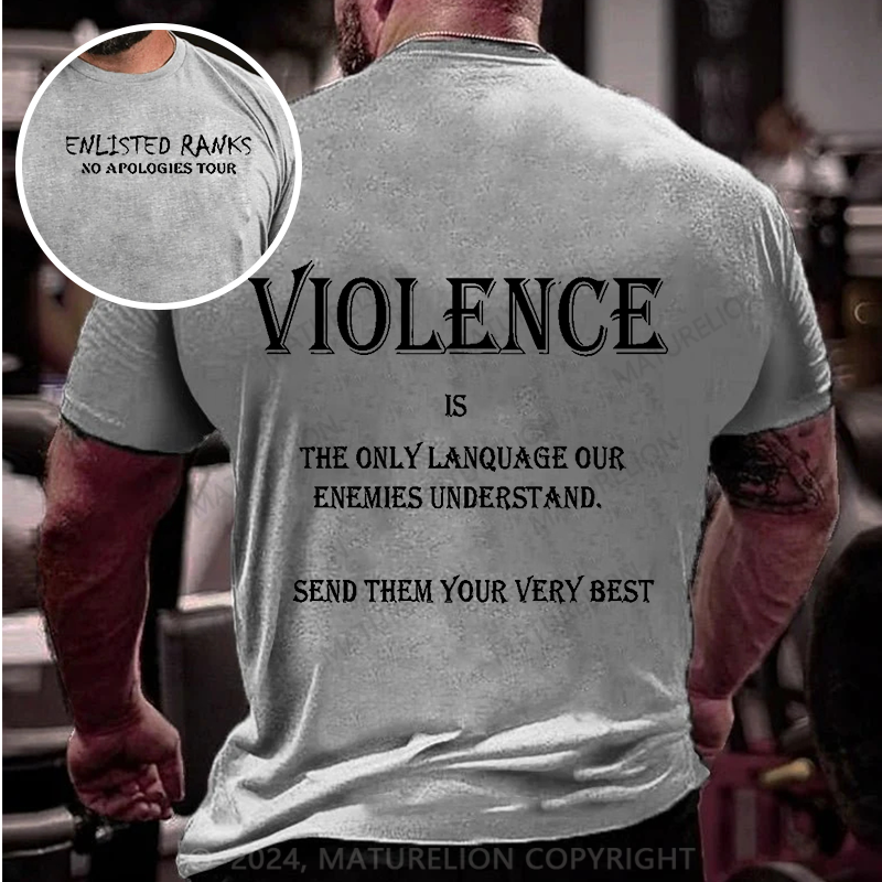 Maturelion Men's T-Shirt Violence Cotton T-Shirt