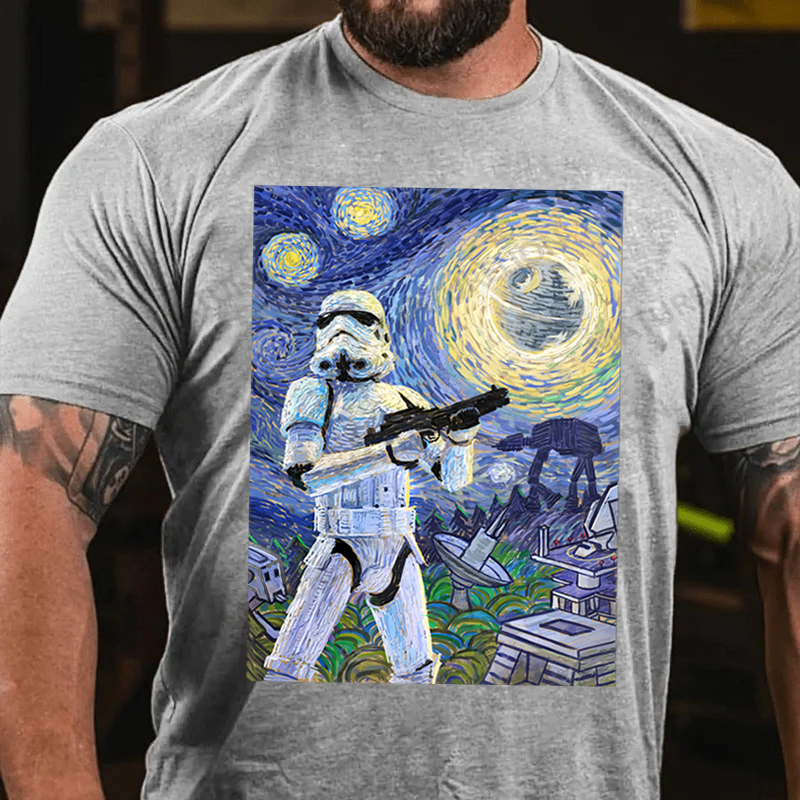 Maturelion Men's T-Shirt Star Wars Stormtrooper Starry Night Cotton T-Shirt