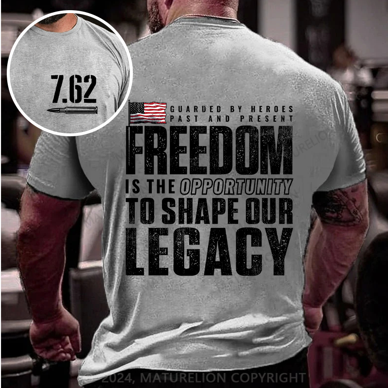 Maturelion Men's T-Shirt Freedom Guarded by Heroes Vintage Cotton T-Shirt