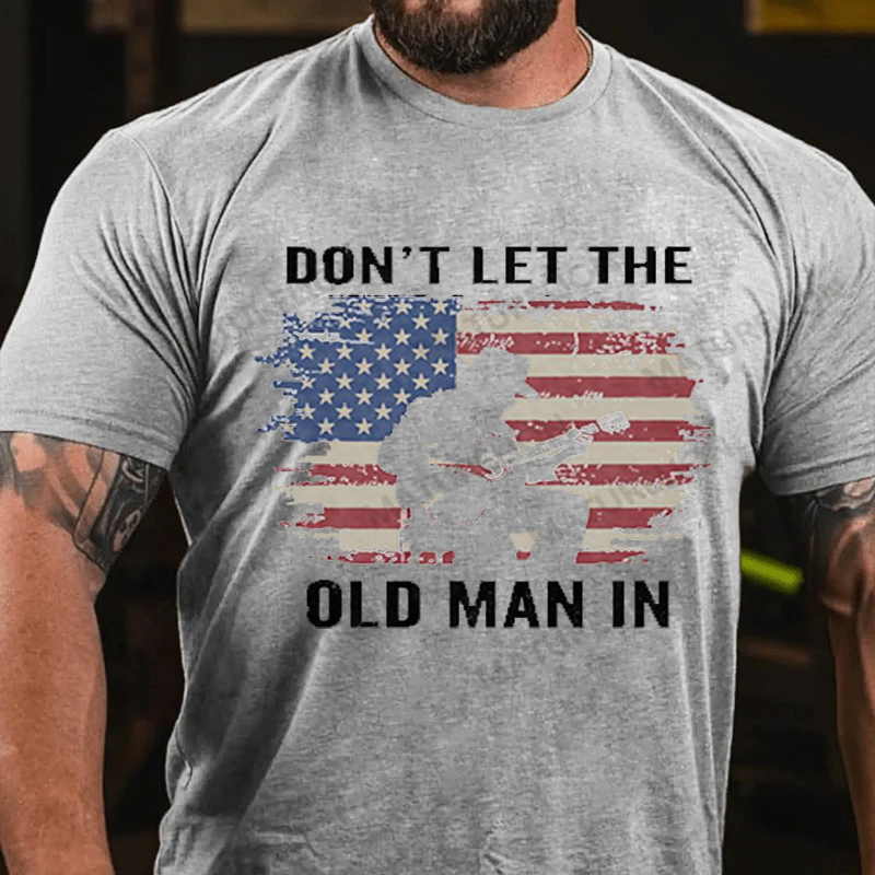 Maturelion Men's T-Shirt Don't Let The Old Man In Cowboy US Flag Cotton T-Shirt