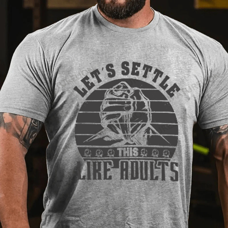 Maturelion Men's T-Shirt Arm Wrestling Funny Saying Let Settle like adults Cotton T-Shirt