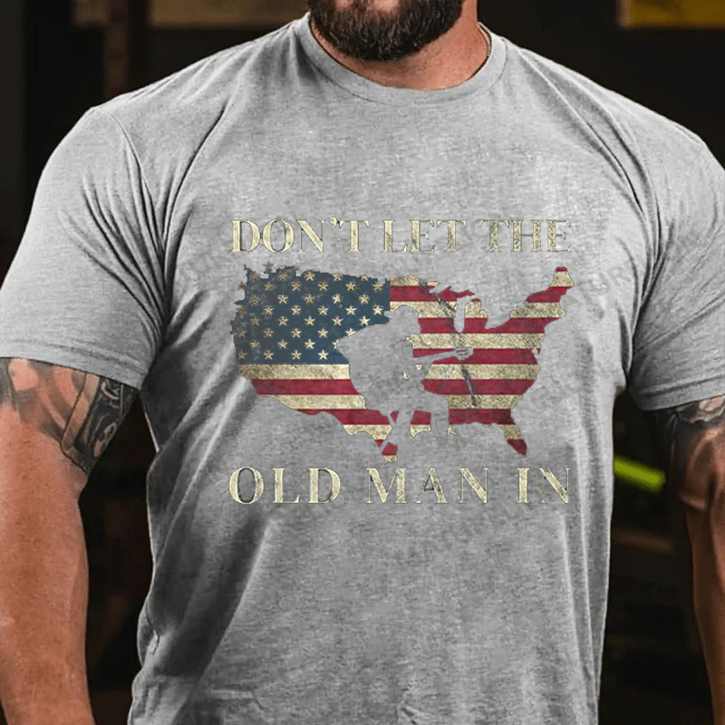 Maturelion Men's T-Shirt Don't Let The Old Man In Vintage American flag Cotton T-Shirt