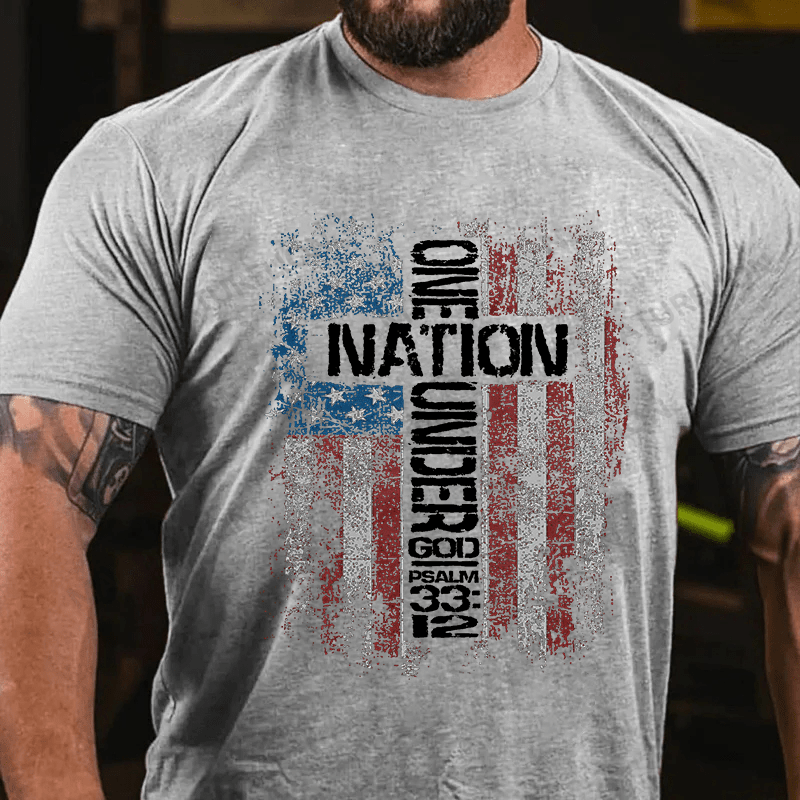 Maturelion Men's T-shirt One Nation Under God Cotton T-shirt