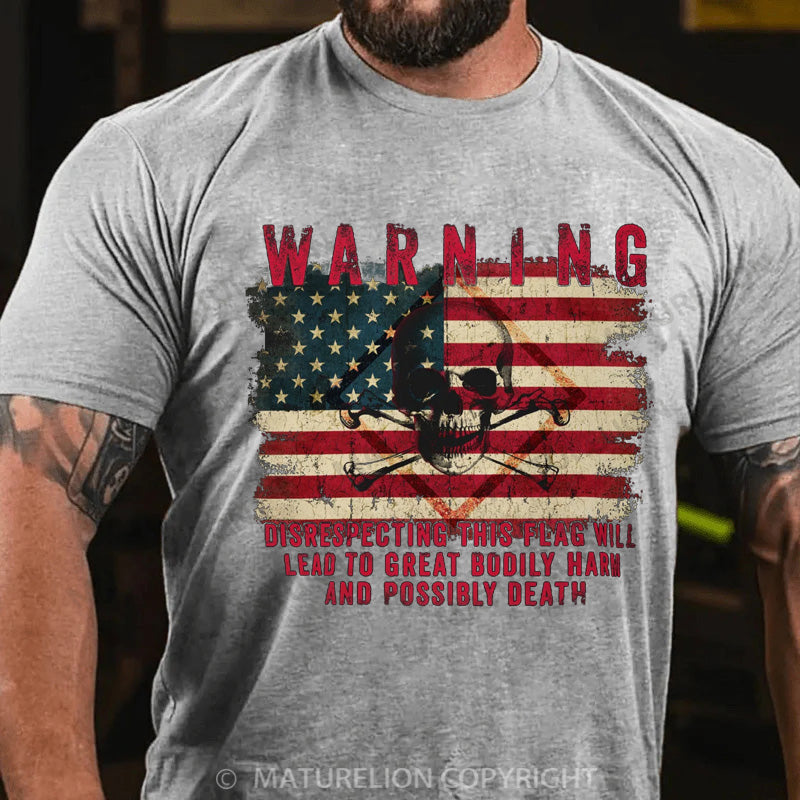 Maturelion Men's T-shirt Warning Made To Order Patriotic Cotton T-shirt