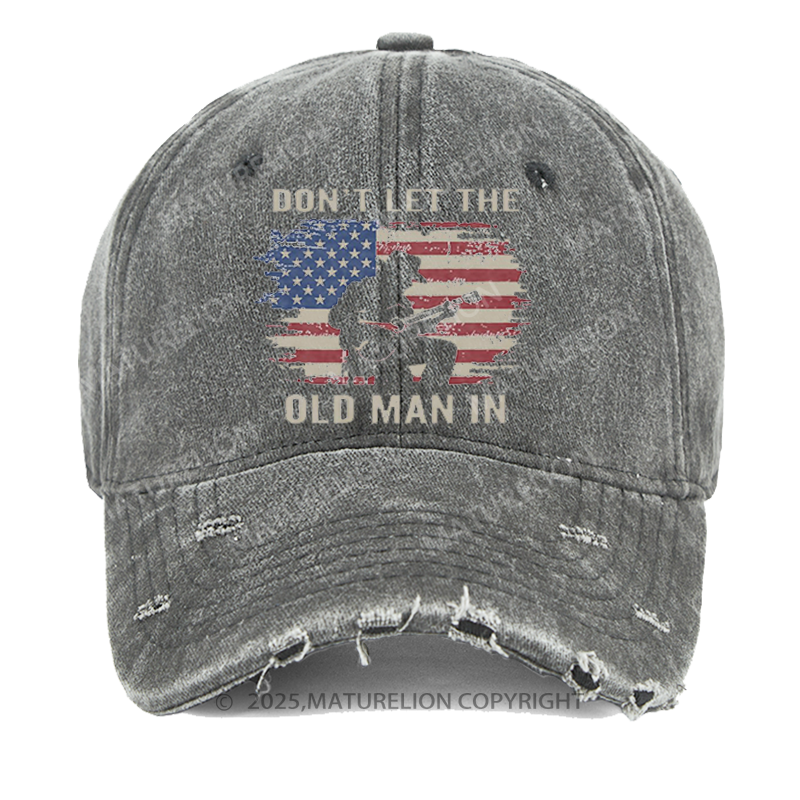 Maturelion Men's Cap Don't Let The Old Man In Cowboy US Flag Washed Vintage Cap