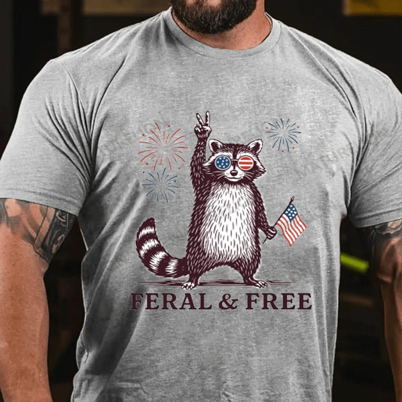 Maturelion Men's T-shirt feral-and-free 4th Of July T-shirt