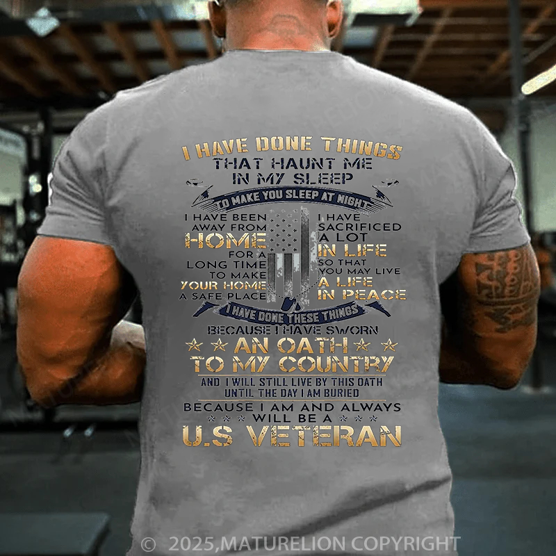 Maturelion Men's T-shirt US Veteran Cotton T-shirt