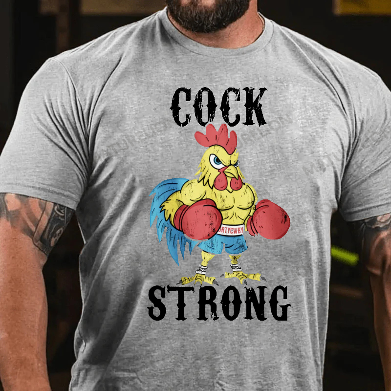Maturelion Men's T-Shirt Boxing Chicken Cck Strong Cotton T-Shirt