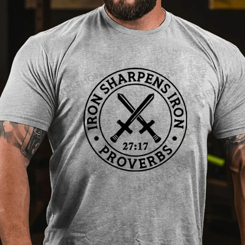 Maturelion Men's T-shirt Iron Sharpens Iron Cotton T-shirt