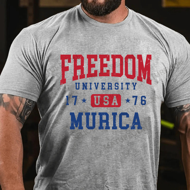 Maturelion Men's T-shirt Freedom University Cotton T-shirt