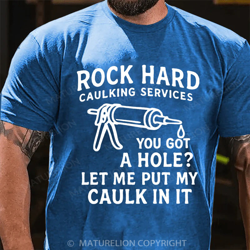 Maturelion Men's T-shirt Rock Hard Caulking Cotton T-shirt