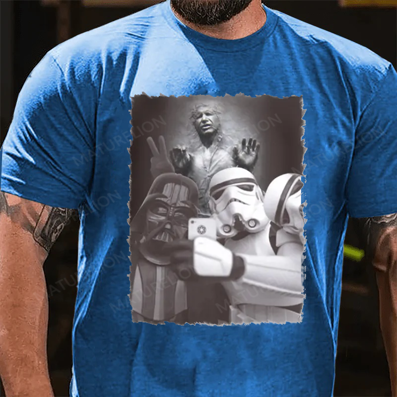 Maturelion Men's T-Shirt Darth Vader Stormtrooper Selfie Cotton T-Shirt