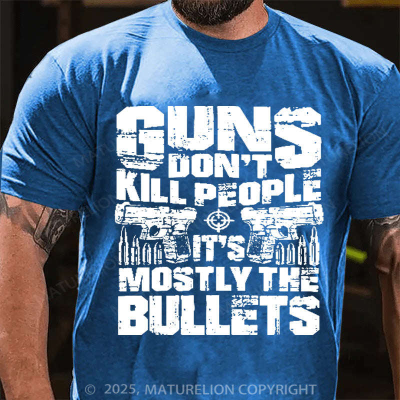 Maturelion Men's T-shirt Guns don't Kill people Cotton T-shirt