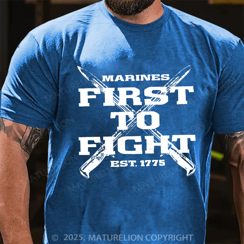 Maturelion Men's T-Shirt First To Fight Military Cotton T-Shirt