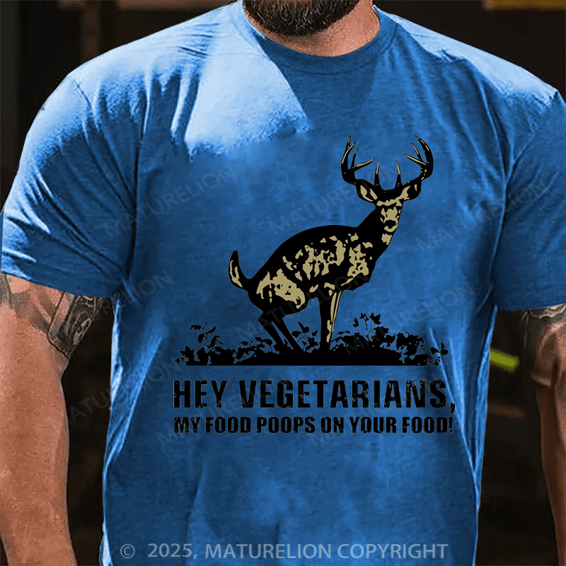 Maturelion Men's T-shirt Food Poops Vegetarians Essential Cotton T-shirt