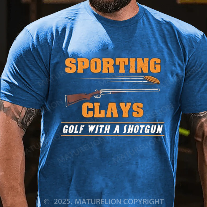 Maturelion Men's T-shirt Golf With A Shotgun Cotton T-shirt
