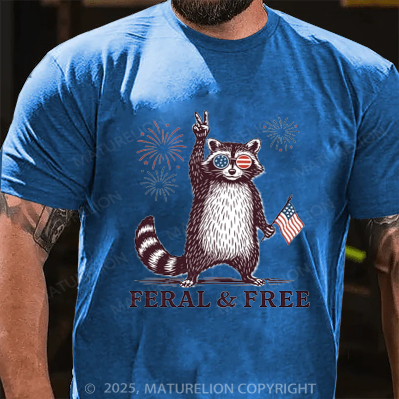 Maturelion Men's T-shirt feral-and-free 4th Of July T-shirt