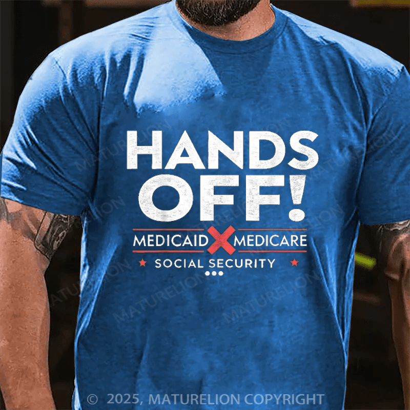 Maturelion Men's T-shirt Hands Off Cotton T-shirt