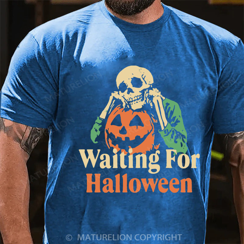 Maturelion Men's T-shirt Waiting For Halloween Cotton T-shirt