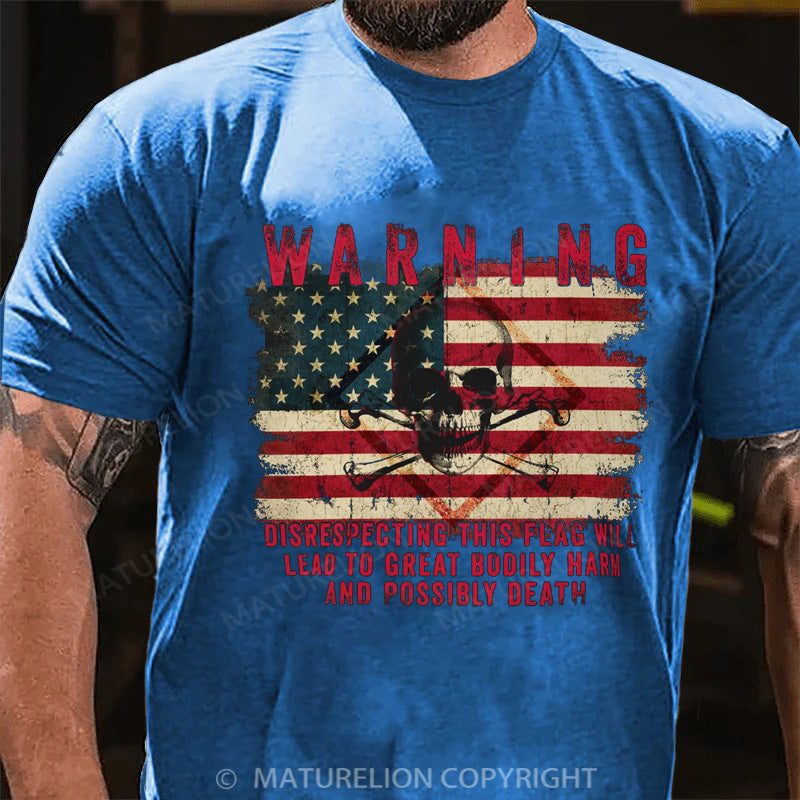 Maturelion Men's T-shirt Warning Made To Order Patriotic Cotton T-shirt