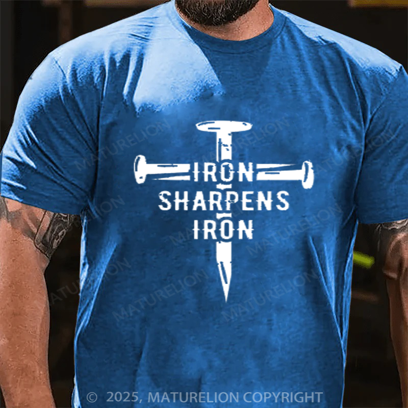 Maturelion Men's T-shirt Iron Sharpens Iron Cotton T-shirt
