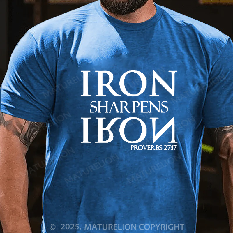 Maturelion Men's T-shirt Iron Sharpens Iron Cotton T-shirt