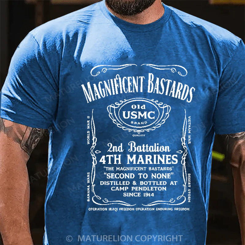 Maturelion Men's T-shirt Marines Whiskey Label Motto Cotton T-shirt
