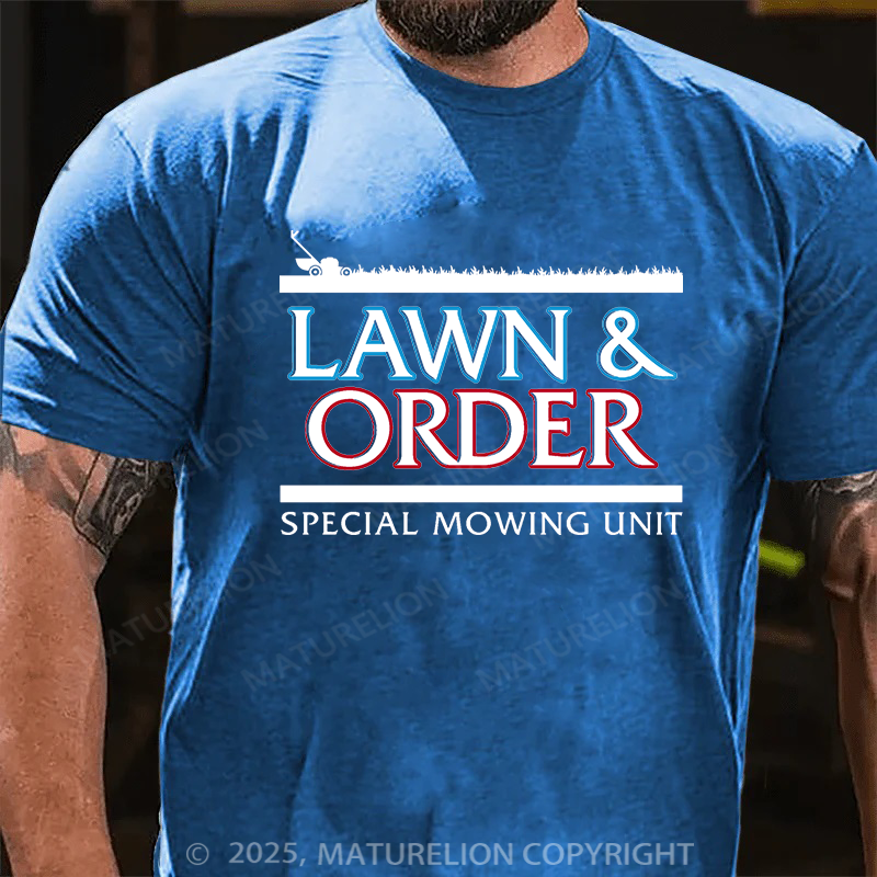 Maturelion Men's T-shirt Lawn & Order Cotton T-shirt