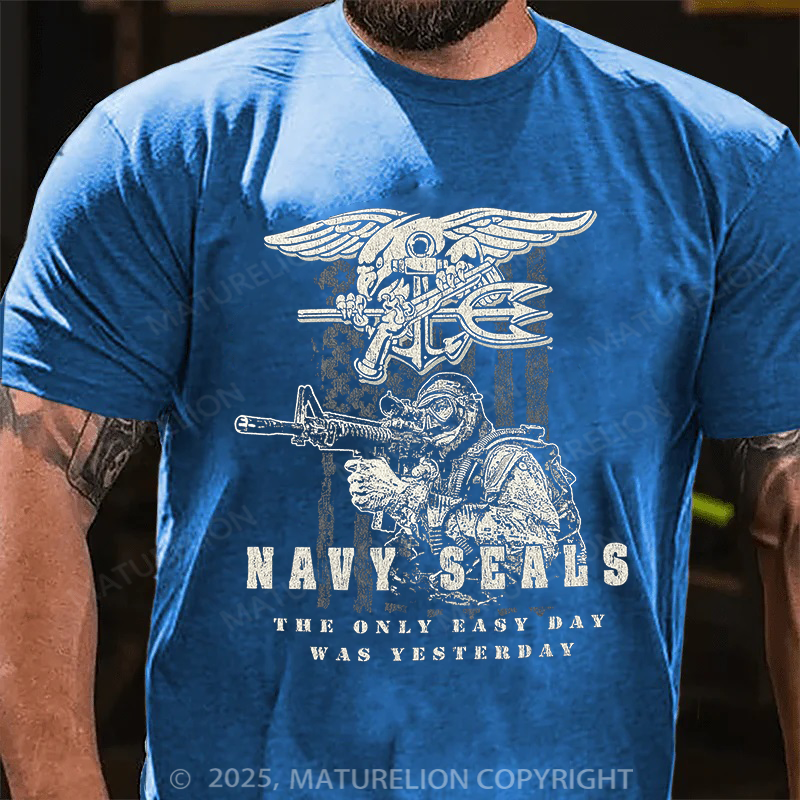 Maturelion Men's T-shirt Navy Seals Easy Day Cotton T-shirt