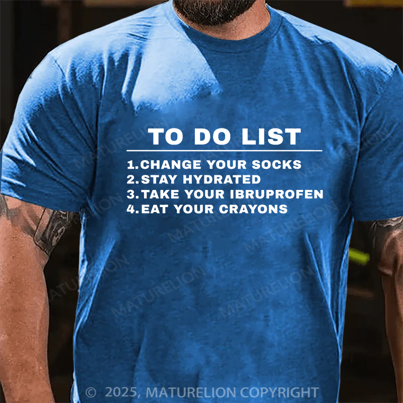 Maturelion Men's T-shirt To Do List Cotton T-shirt