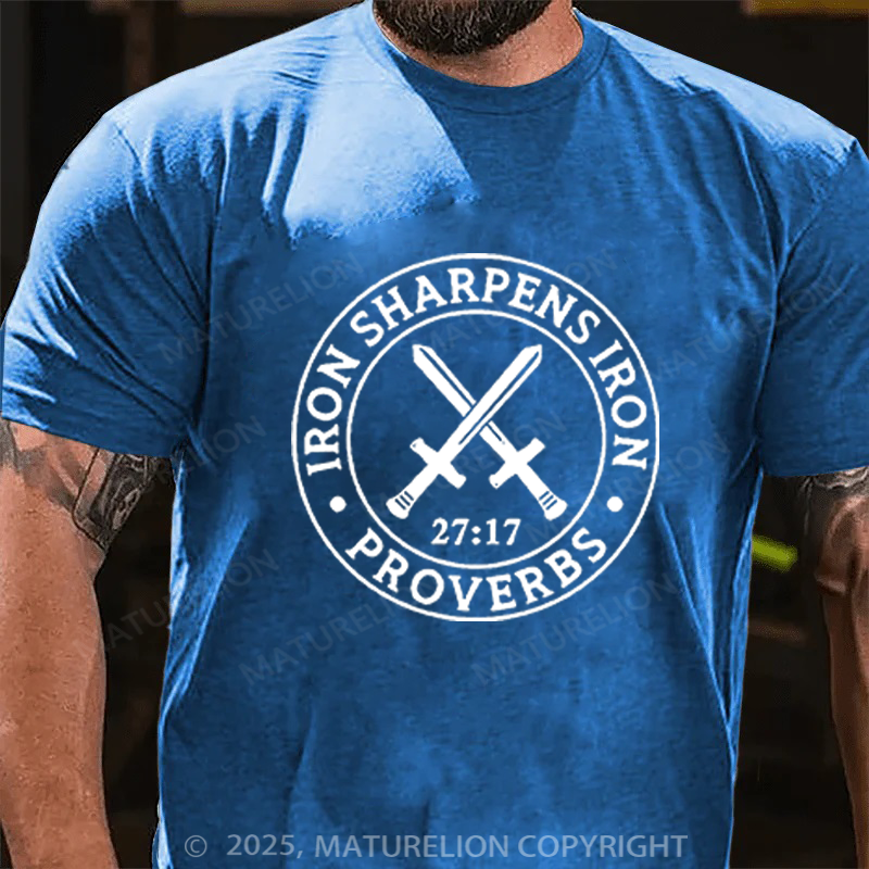 Maturelion Men's T-shirt Iron Sharpens Iron Cotton T-shirt