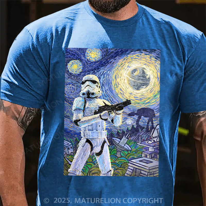 Maturelion Men's T-Shirt Star Wars Stormtrooper Starry Night Cotton T-Shirt
