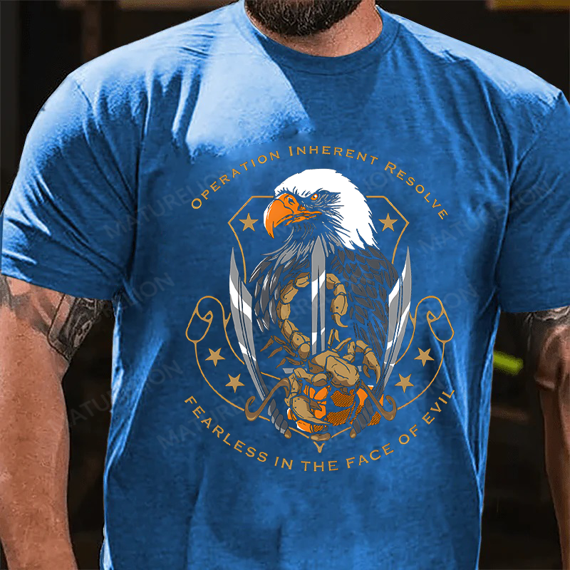 Maturelion Men's T-Shirt Operation Inherent Resolve Fearless In The Face Of Evil Cotton T-Shirt