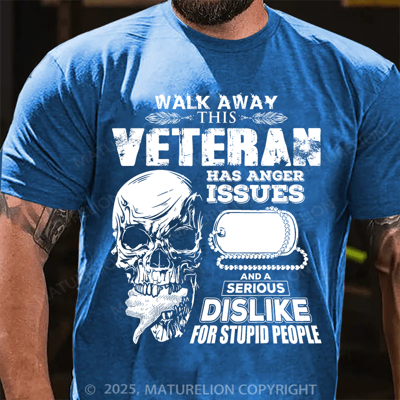 Maturelion Men's T-Shirt Veteran Skull Cotton T-Shirt