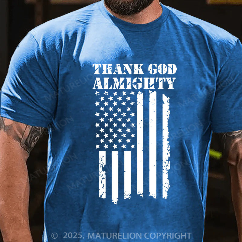 Maturelion Men's T-shirt Thank God Almighty Cotton T-shirt