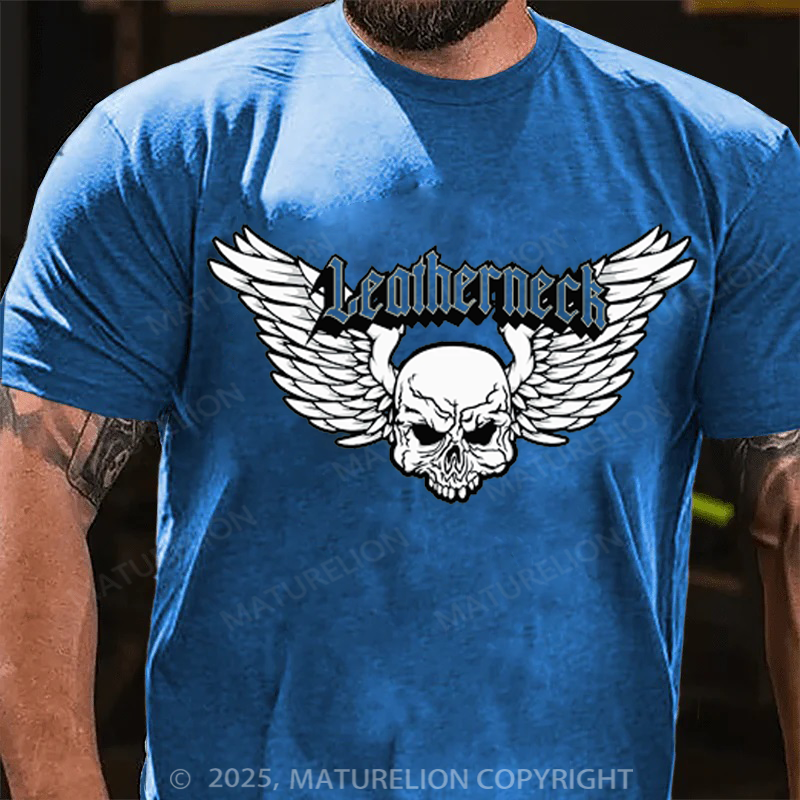 Maturelion Men's T-shirt Leatherneck Skull Cotton T-shirt