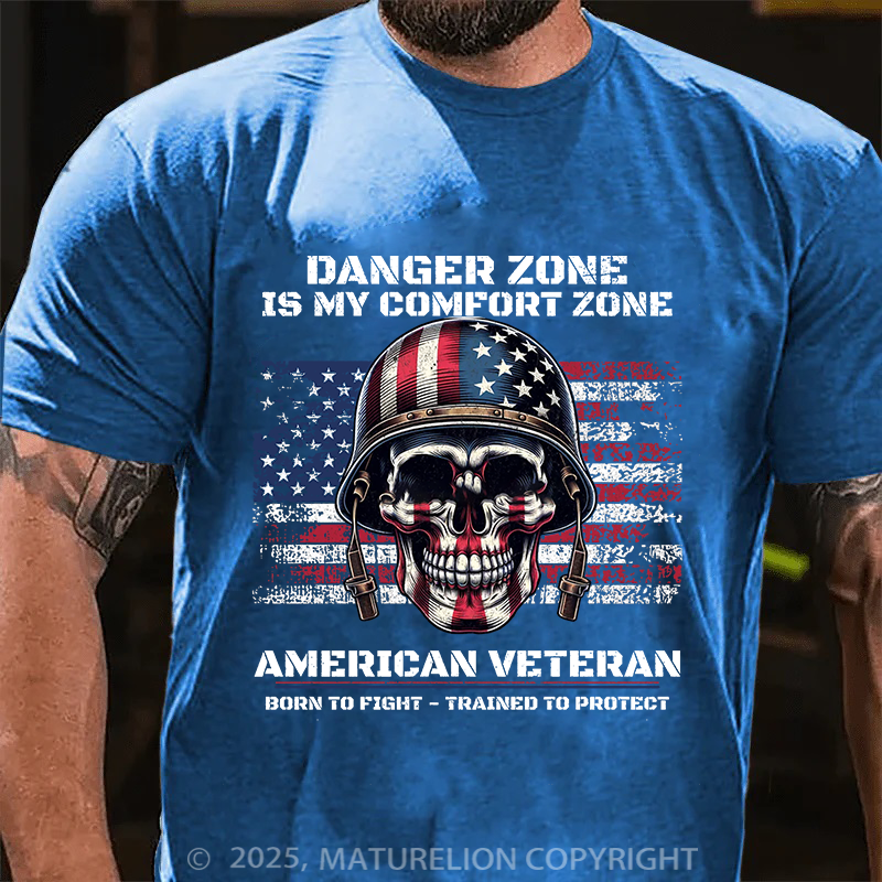 Maturelion Men's T-Shirt Veteran American Flag Cotton T-Shirt