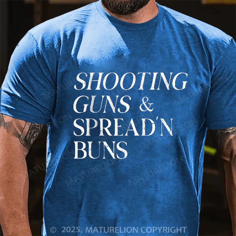 Maturelion Men's T-Shirt Shooting Guns & Spread'n Buns Cotton T-Shirt
